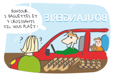 Rentrer avec la voiture dans la boulangerie